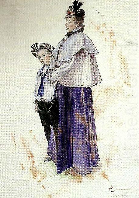 Carl Larsson fru henrika linderdahl med sonen bengt china oil painting image